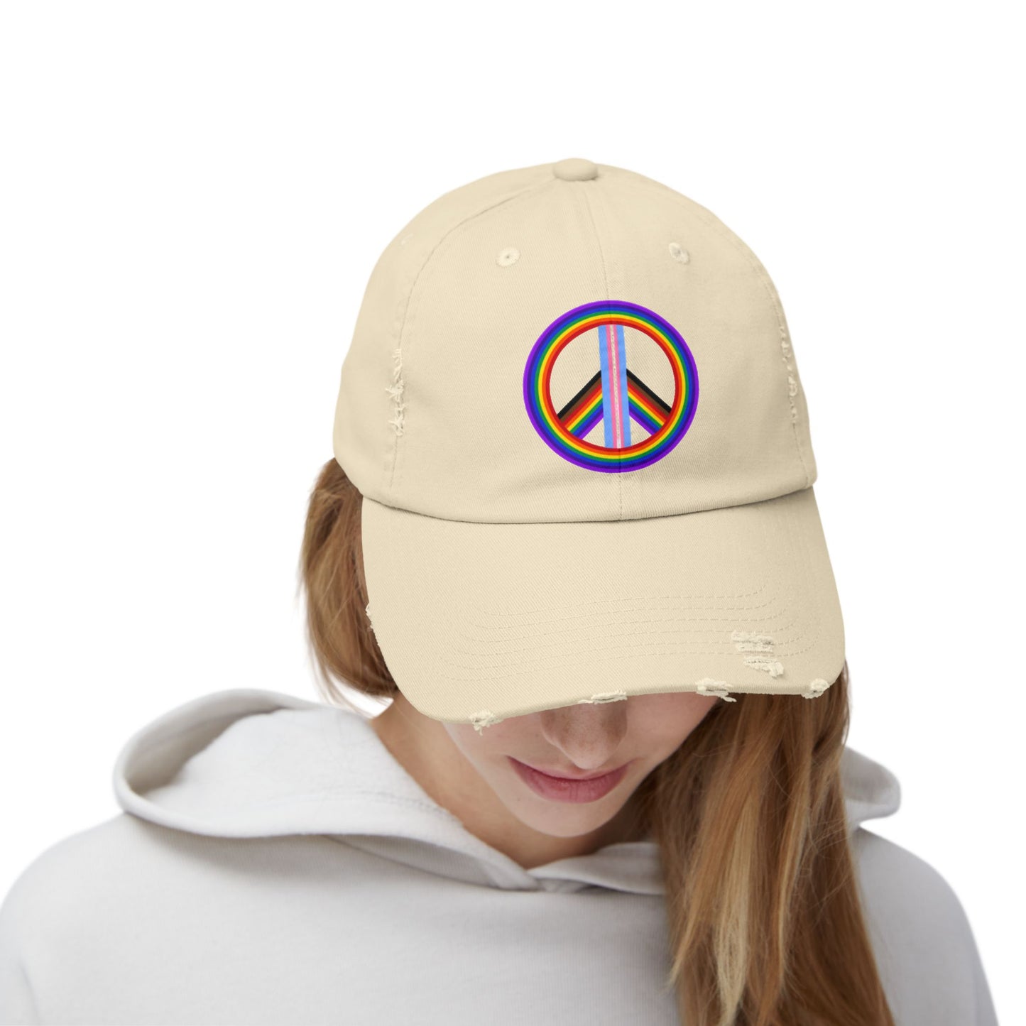 Peace & Pride Unisex Distressed Cap