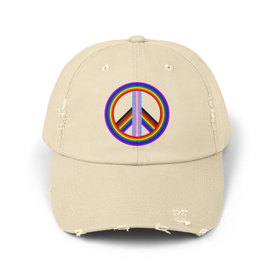 Peace & Pride Unisex Distressed Cap